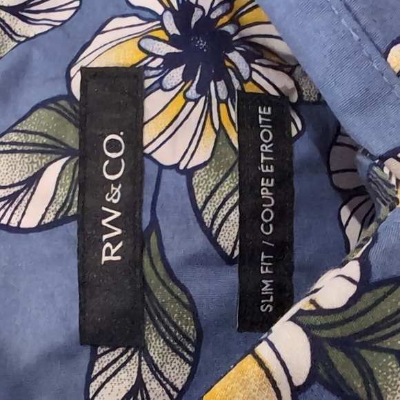 RW & Co Blue Floral Button Front Shirt - Picture 5 of 7